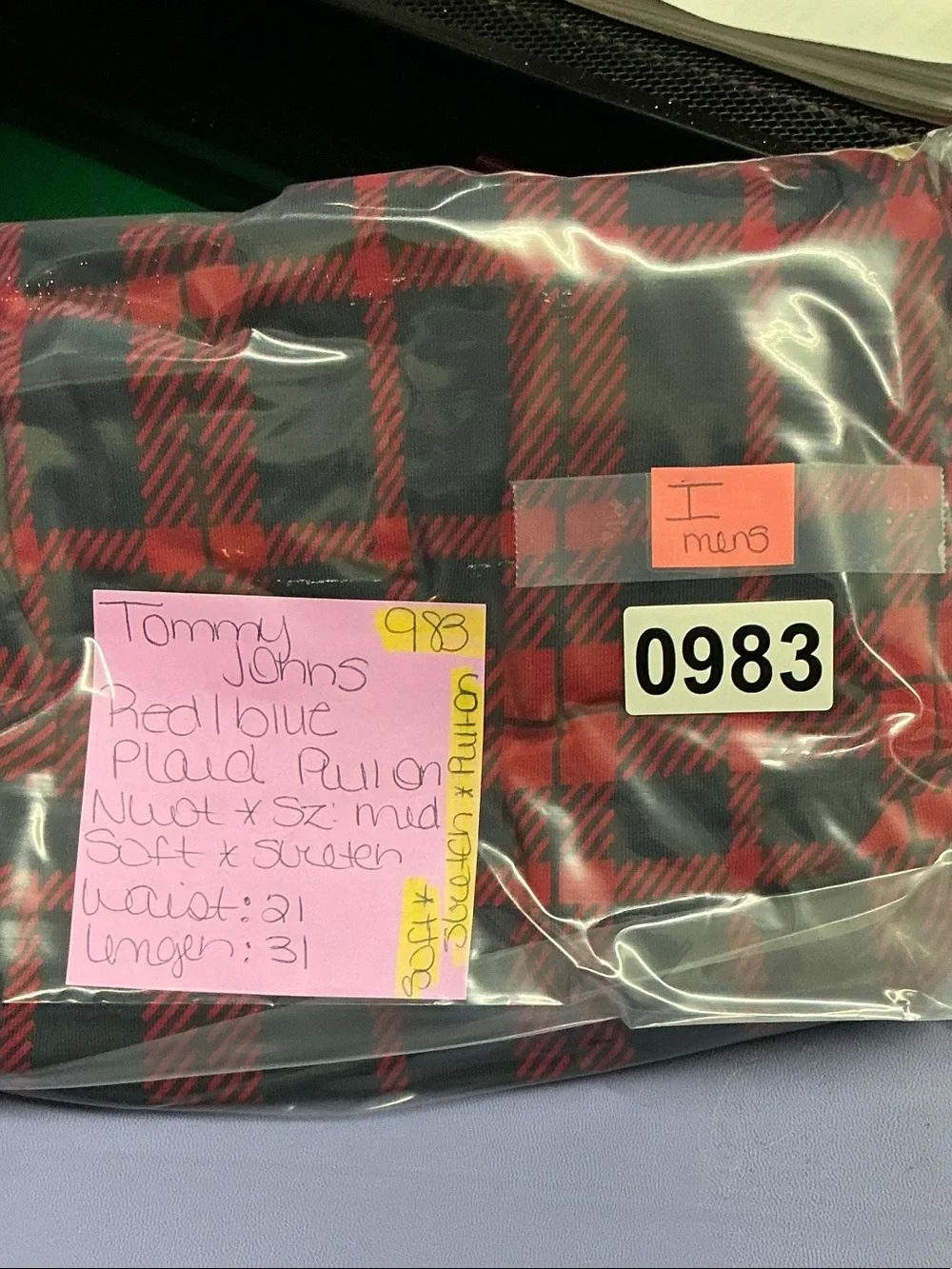 Tommy John Red and Blue Plaid Pj Pants